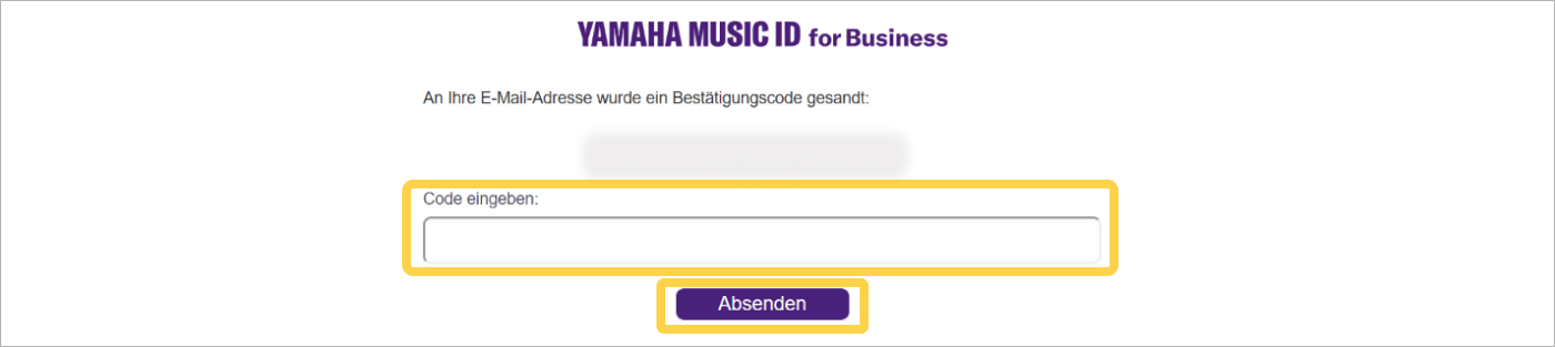 Yamaha Music ID for Business: Confirmation Screen