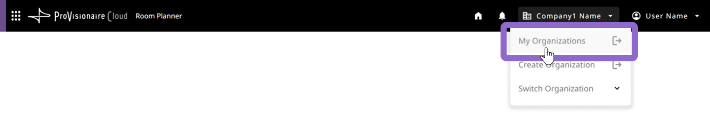 pvcloud header selected my org