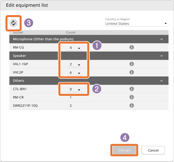 modal devices list edit