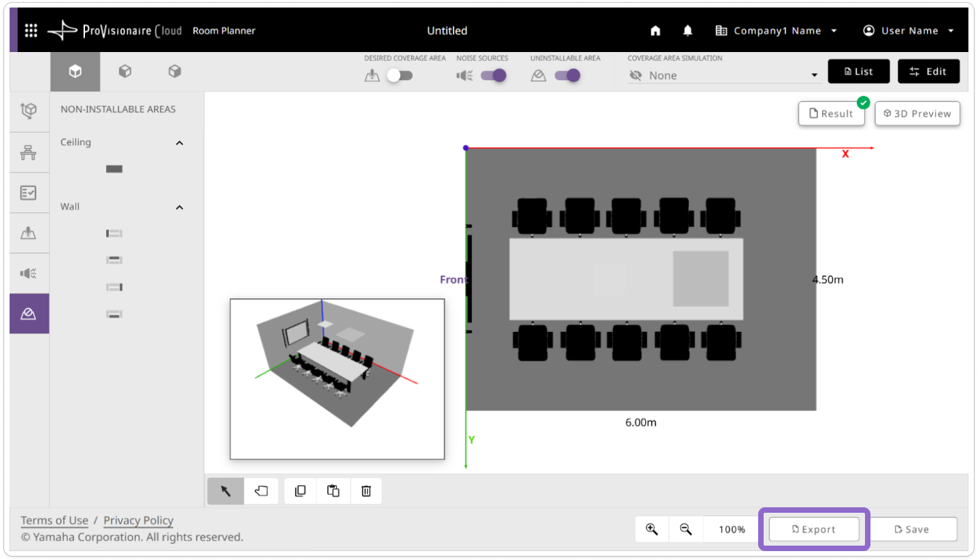 screen export button