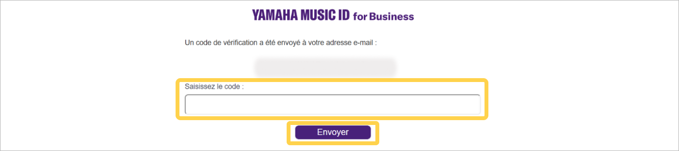 Yamaha Music ID for Business : Écran de confirmation