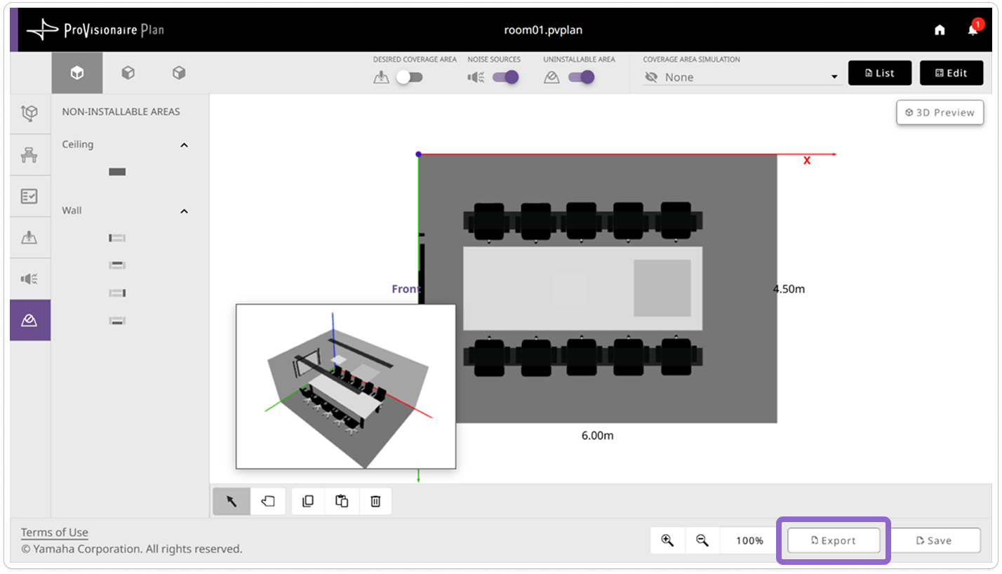 screen export button