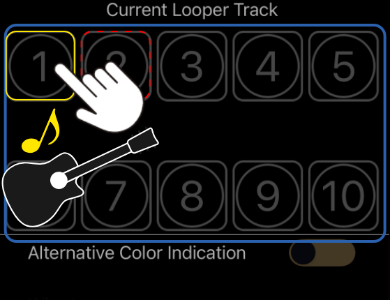 Um die Looper-Phrase von Looper-Track 1