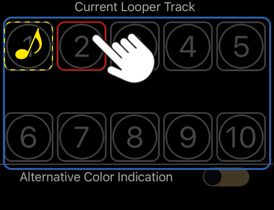 任意のLooper Trackをタップしてから録音します