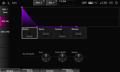 MONTAGE M Operation Manual | Screens and parameters | Part Edit (AN-X ...