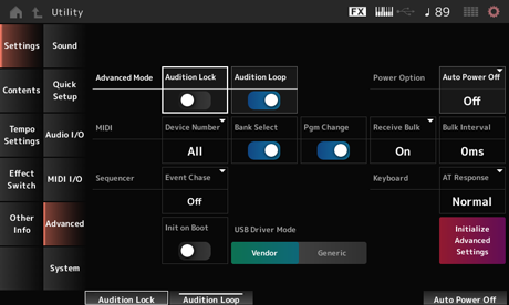 MONTAGE M Operation Manual, Screens and parameters