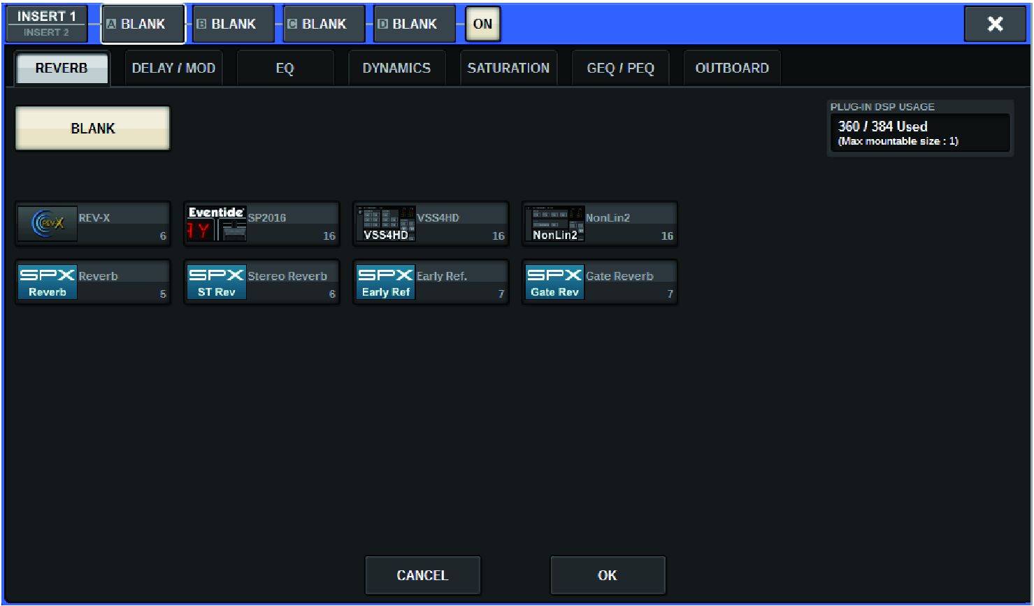 RIVAGE PM Series | 선택 채널 부분을 통해 채널에 GEQ/PEQ 삽입(CS-R10, CS-R10-S, CSD-R7 ...