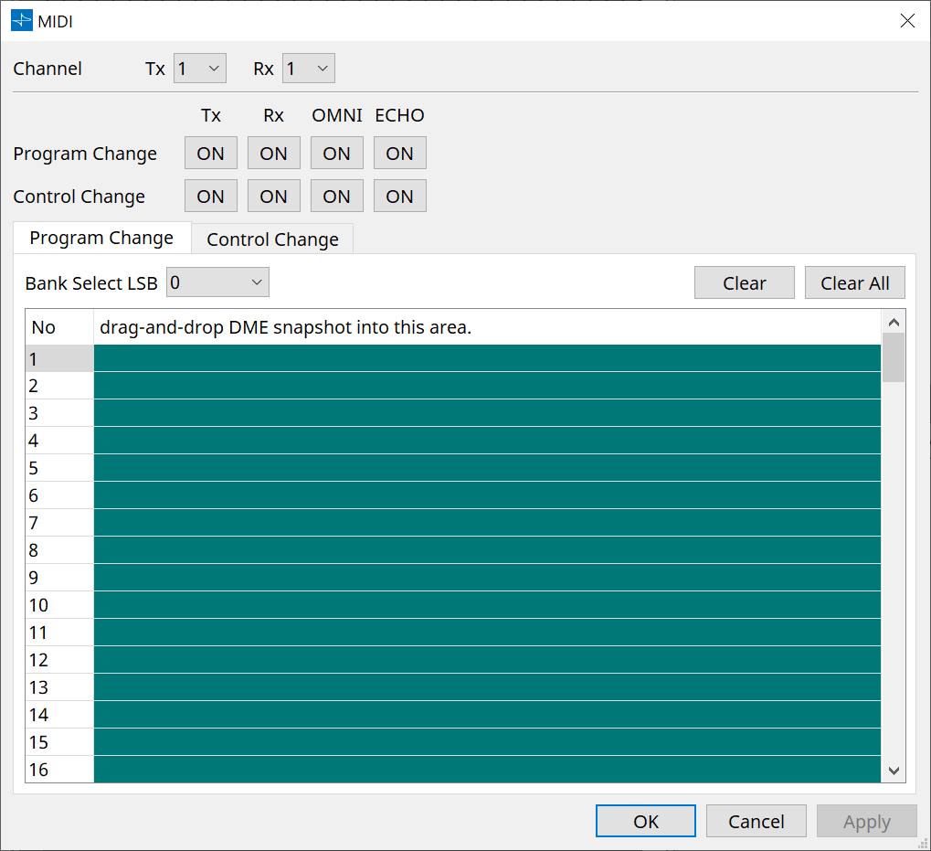 dme7 midi program