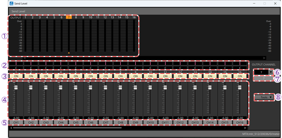 matrixmixer sendlevel mtx