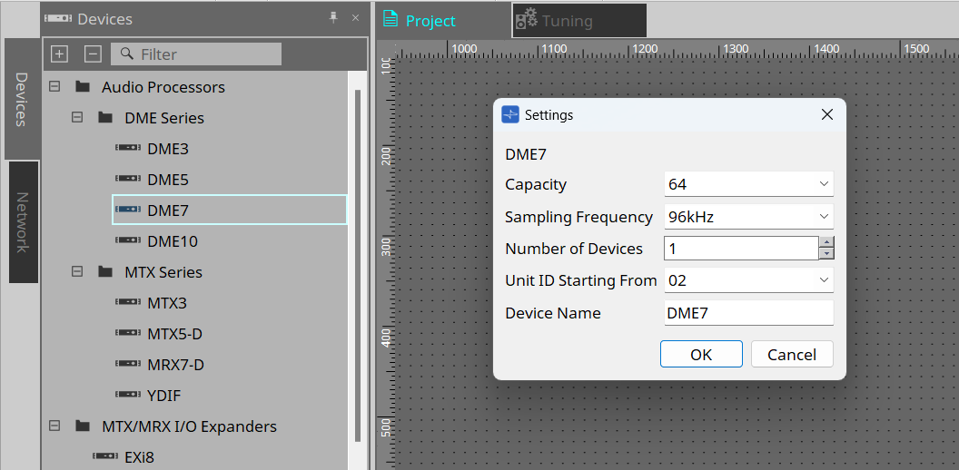 project dme7 settings
