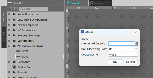 project mcp2 settings
