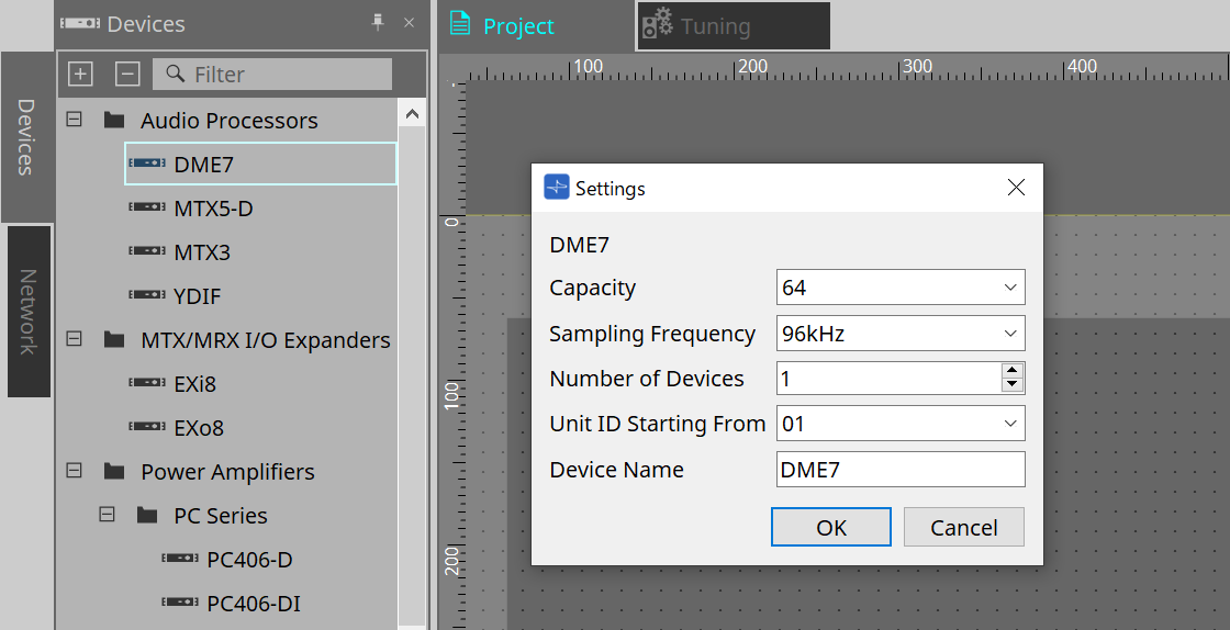 project dme7 settings