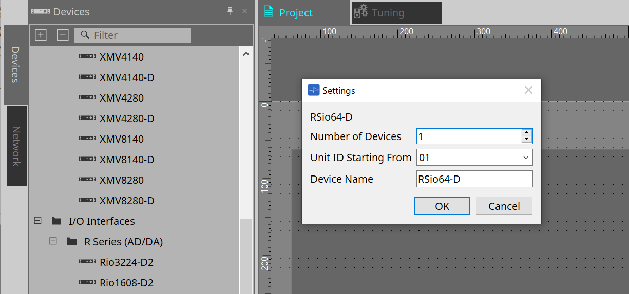 project rsio settings