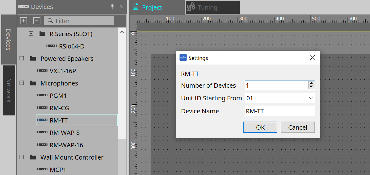 project rmtt settings