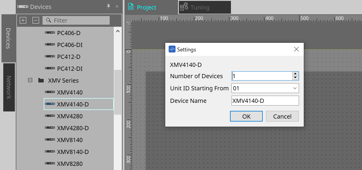 project xmv settings