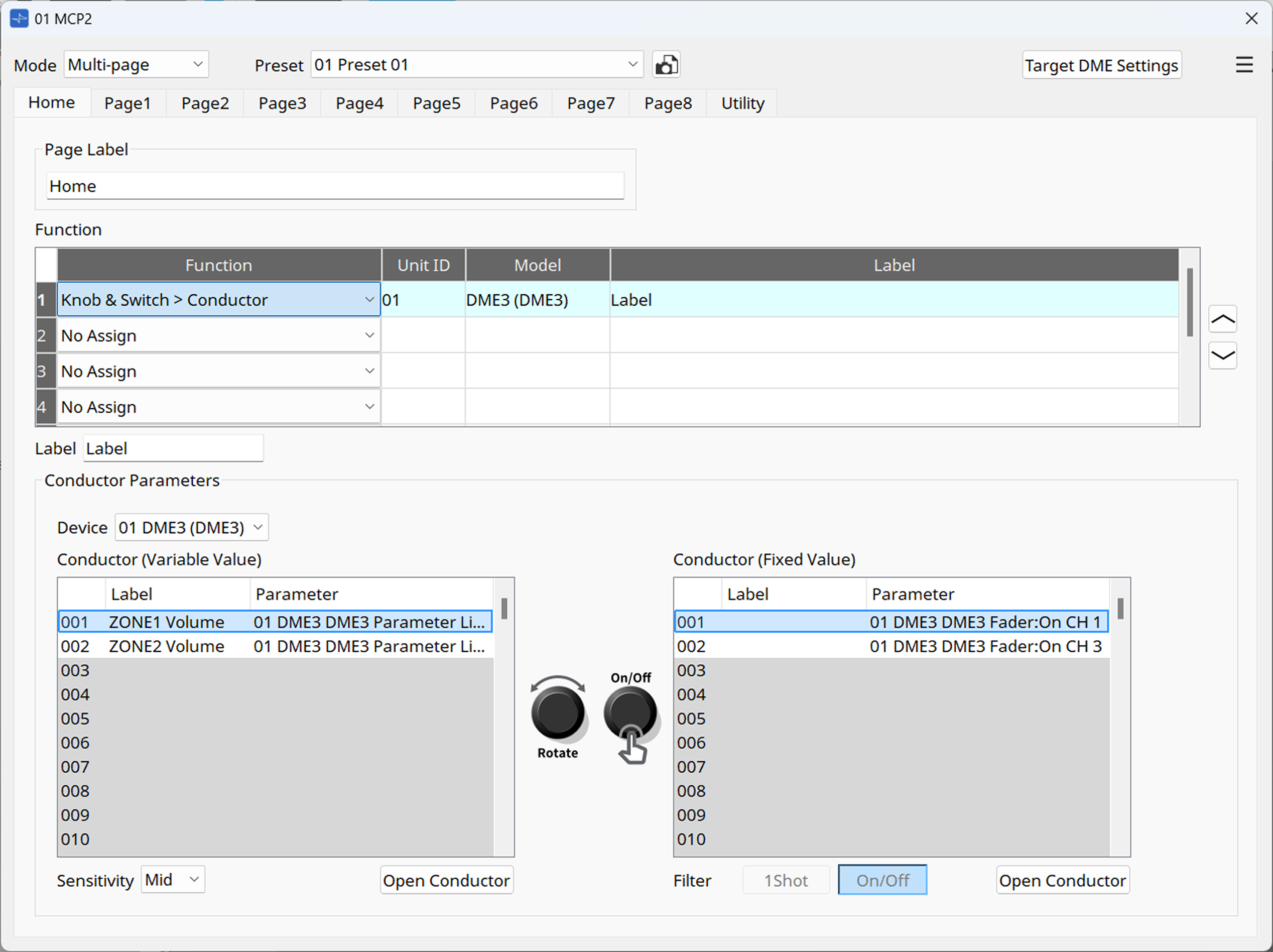 mcp2 function knob and switch