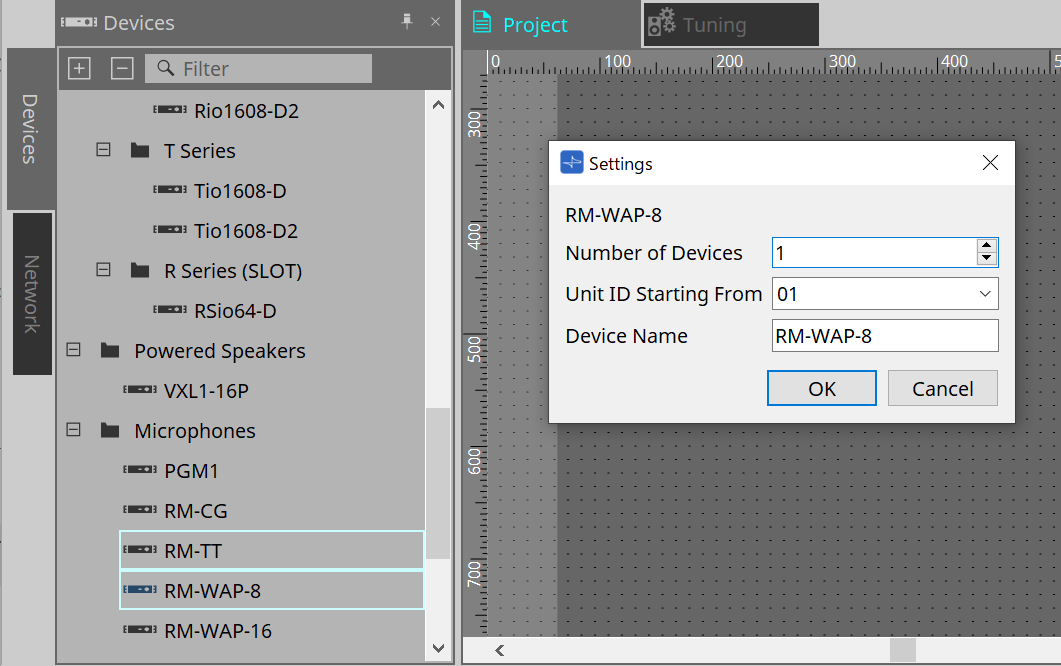 project rm w settings