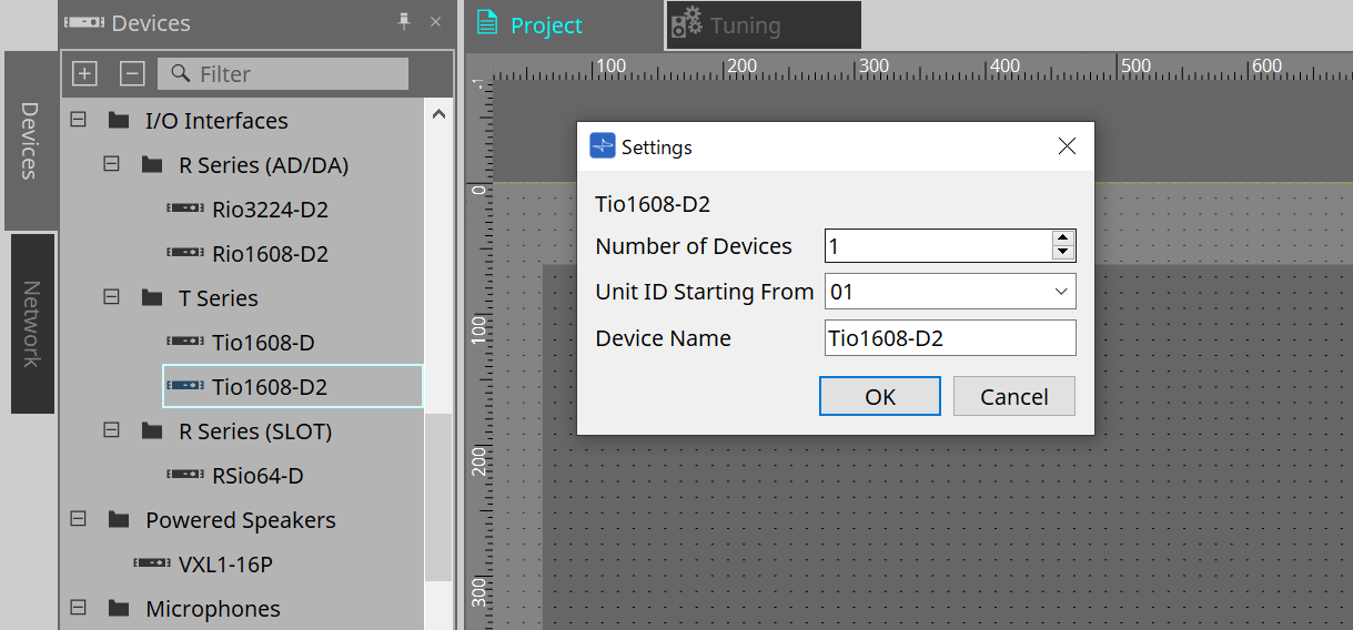 project tio settings