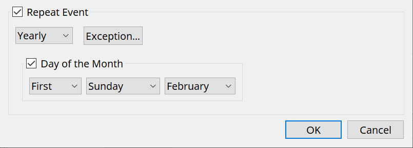 repeat yearly