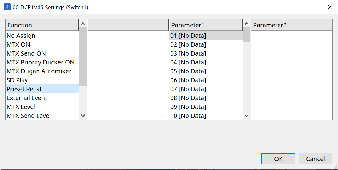 preset recall dcp