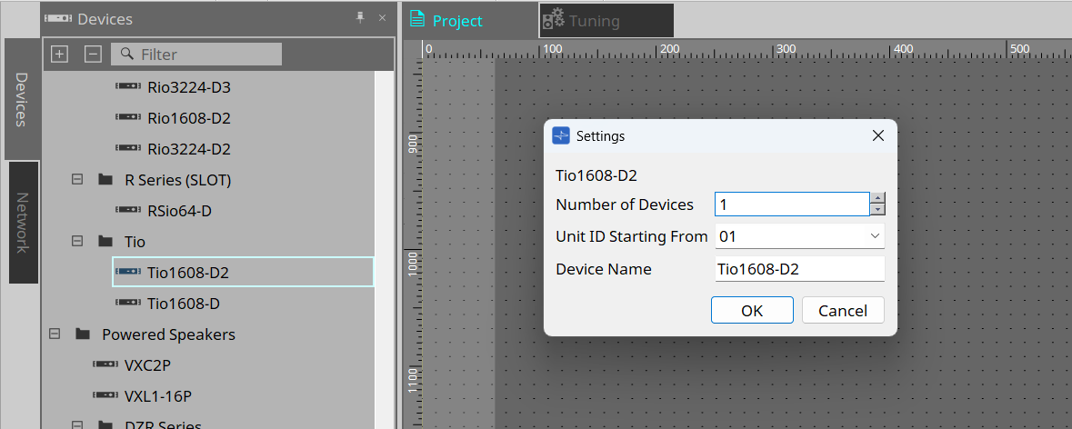 project tio settings