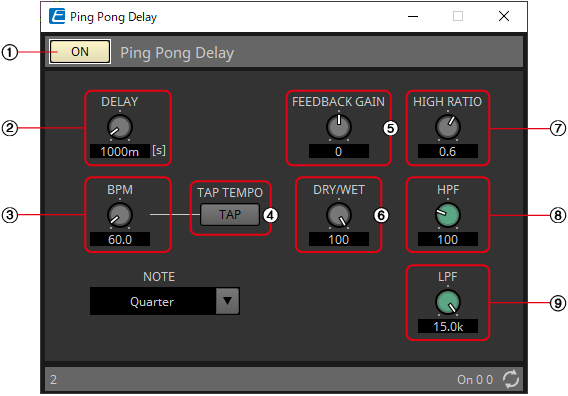 ping pong delay component editor