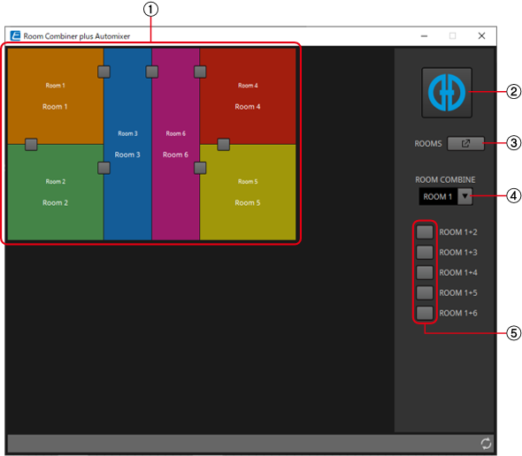 room combiner plus automixer component editor