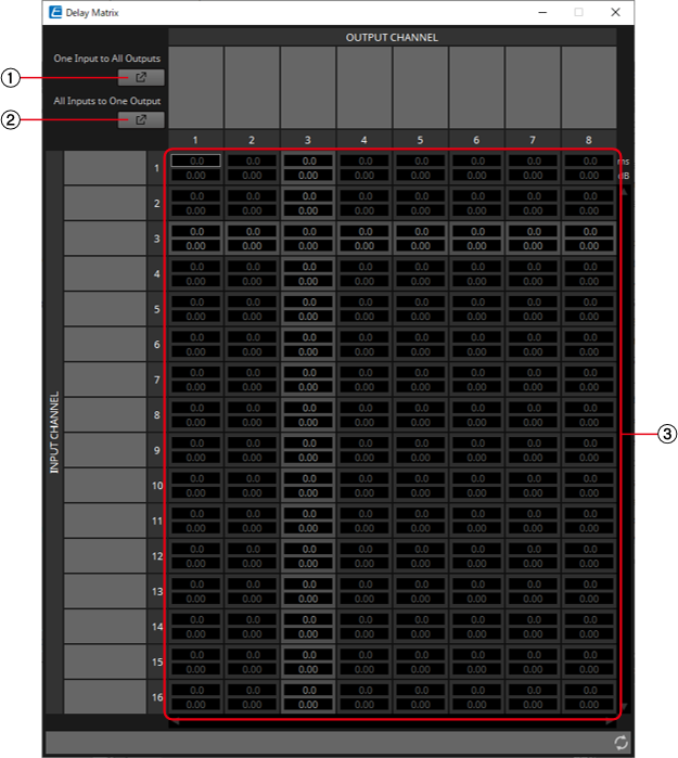 delay matrix component editor